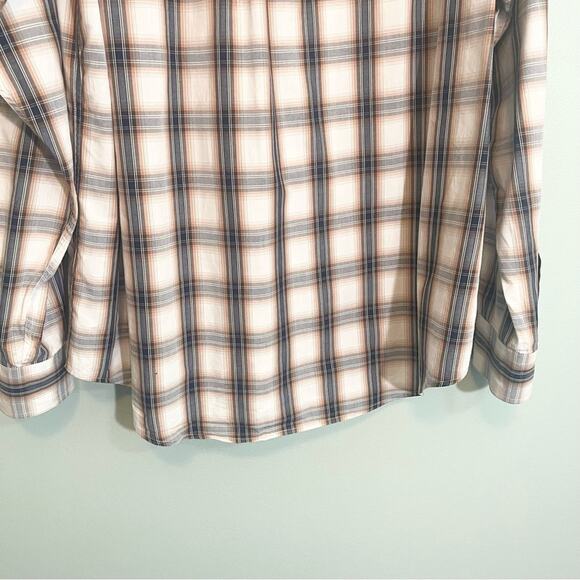 Joseph Abboud Cotton Plaid Collared Long Sleeve Button Down Shirt Brown XL - Picture 2 of 13